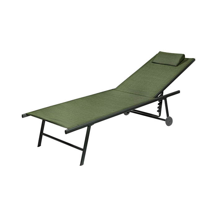 Chaise longue Niceey - Pliable - Oreiller inclus - Vert foncé