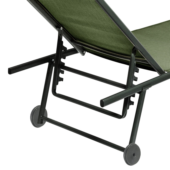 Chaise longue Niceey - Pliable - Oreiller inclus - Vert foncé