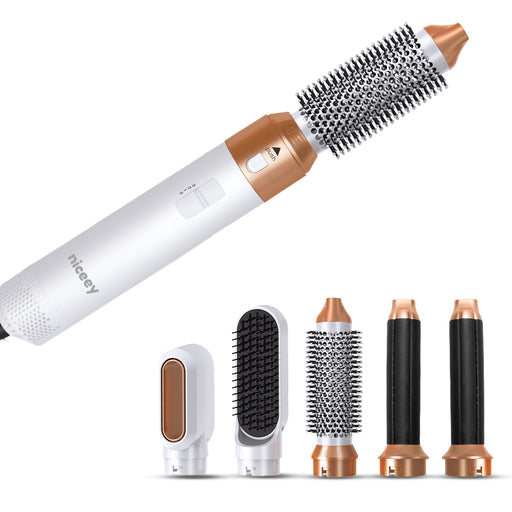 Niceey Fohnborstel - Multi Styler 5-in-1 Set - Stijlborstel - Krultang met Opzetstukken - Haardroger met Borstel - Met Handschoen - Krulborstel - Haarborstel