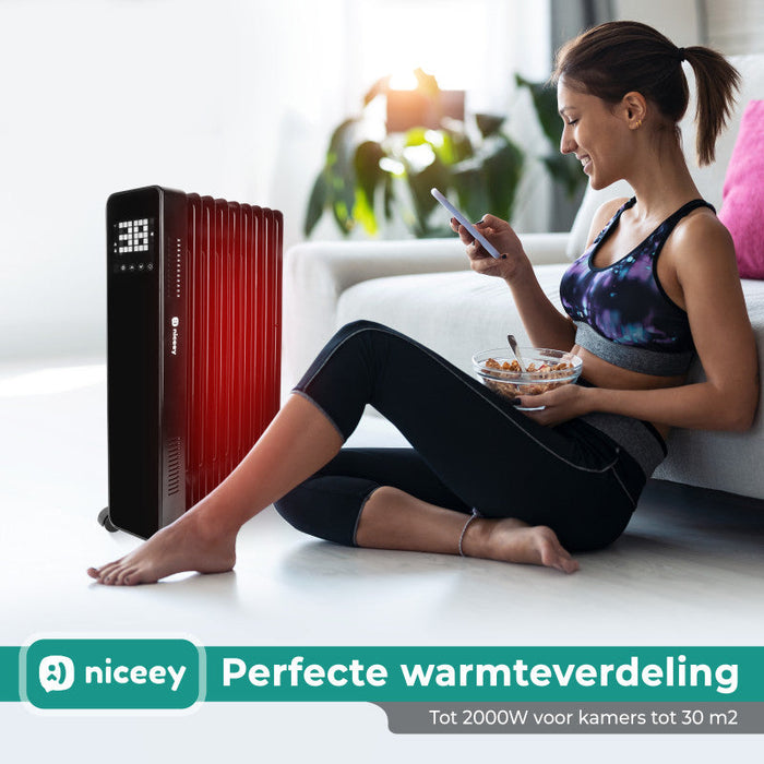 Radiateur à huile intelligent Niceey - Jusqu'à 2000 W - Noir