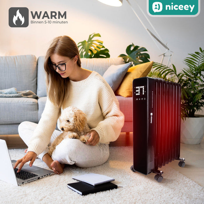 Radiateur à huile intelligent Niceey - Jusqu'à 2000 W - Noir
