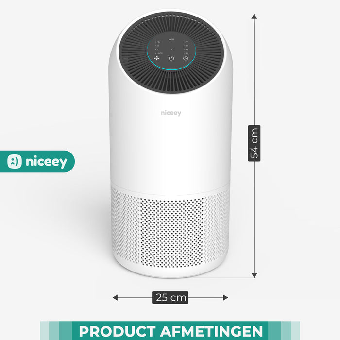 Niceey Luchtreiniger - CADR: 300 m³/h - HEPA 13 - Koolstoffilter - Wit