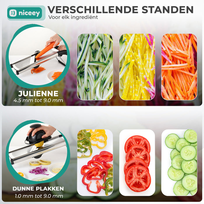 Niceey Mandoline - Coupe-légumes - Acier inoxydable