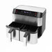 Niceey Dubbele Airfryer XXL - Twee Kookvakken - 8.0 Liter - 2460 Watt - Incl. Kookboek - Dual Functie - Zilver