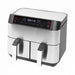 Niceey Dubbele Airfryer XXL - Twee Kookvakken - 8.0 Liter - 2460 Watt - Incl. Kookboek - Dual Functie - Zilver