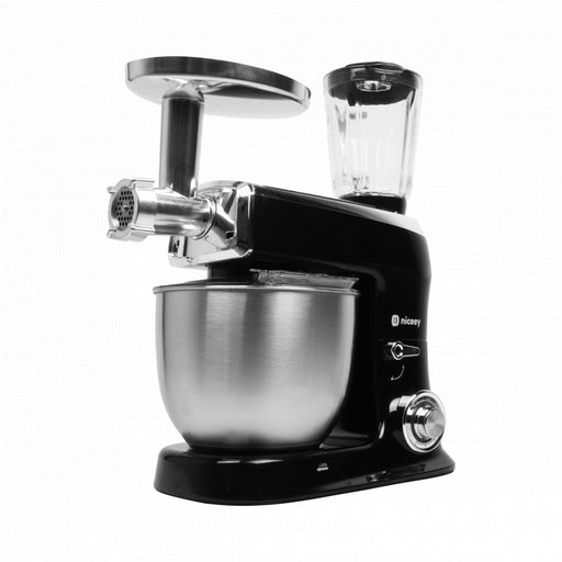 Niceey Keukenmachine 3-in-1 - Keukenrobot - Foodprocessor - 1500W - RVS Mengkom (7,5L) - Mixer met Garde Deeghaak Menghaak - Incl Gehaktmolen en Blender - Zwart