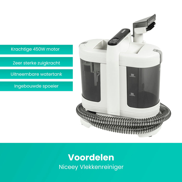 Niceey Stain Cleaner - Puissant et portable - Nettoyant pour tapis - Machine de nettoyage - Blanc