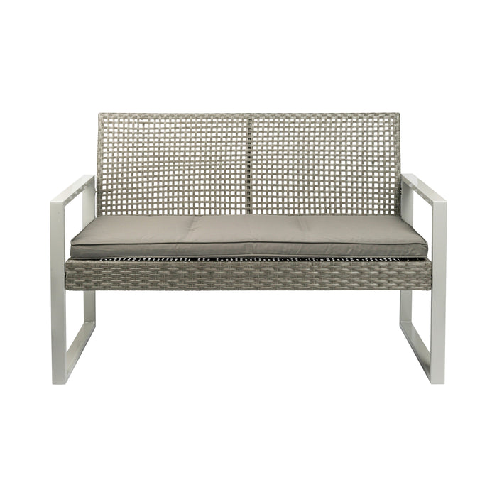 Ensemble de jardin Niceey, 4 pièces, rotin, gris/blanc