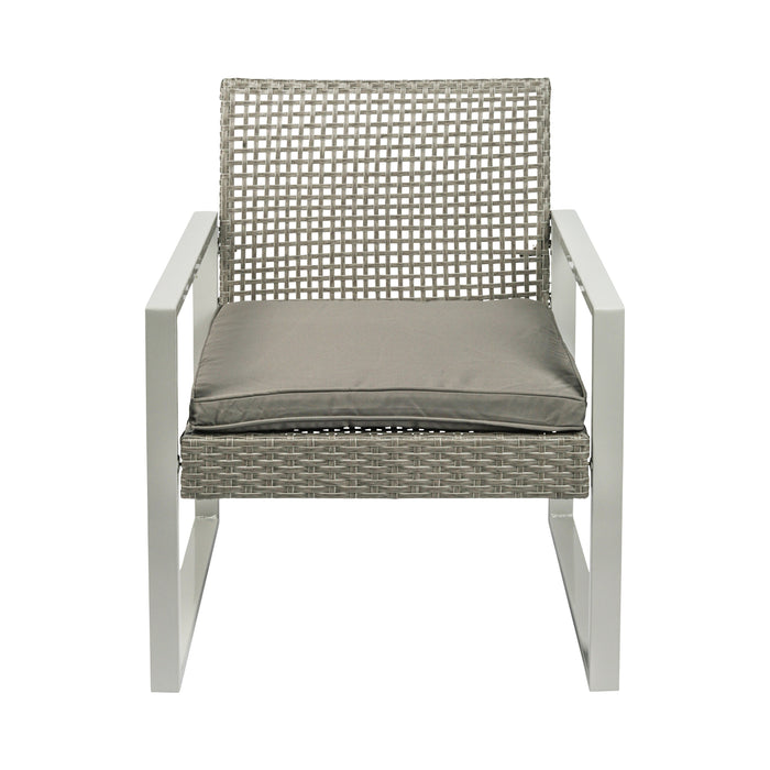 Ensemble de jardin Niceey, 4 pièces, rotin, gris/blanc