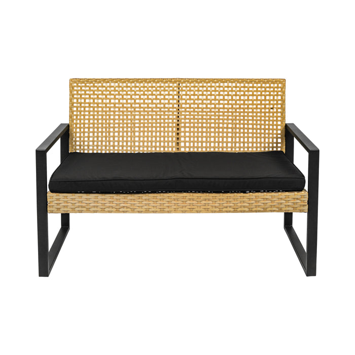 Ensemble de jardin Niceey, 4 pièces, rotin, marron foncé/noir