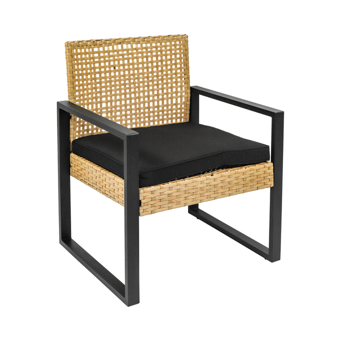 Ensemble de jardin Niceey, 4 pièces, rotin, marron foncé/noir