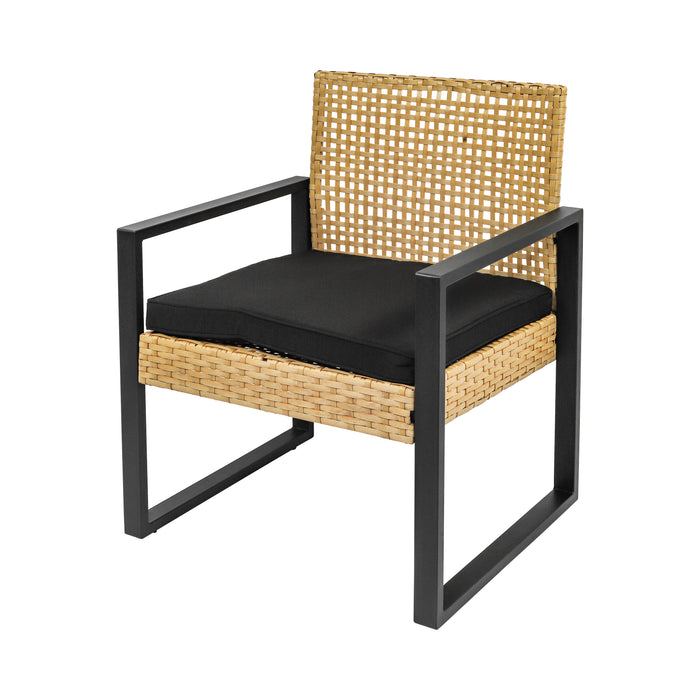 Ensemble de jardin Niceey, 4 pièces, rotin, marron foncé/noir