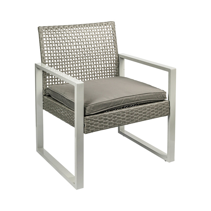 Ensemble de jardin Niceey, 4 pièces, rotin, gris/blanc