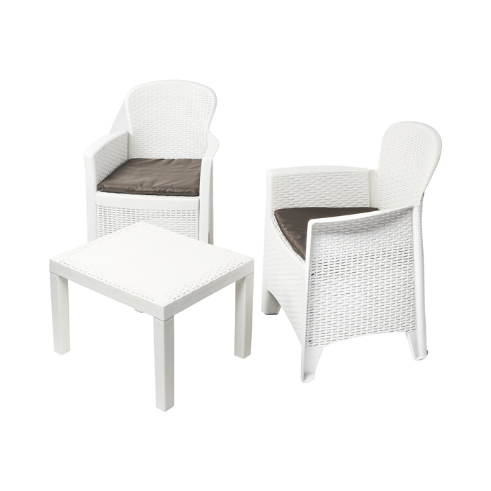 Ensemble de jardin Niceey, 3 pièces, blanc/gris