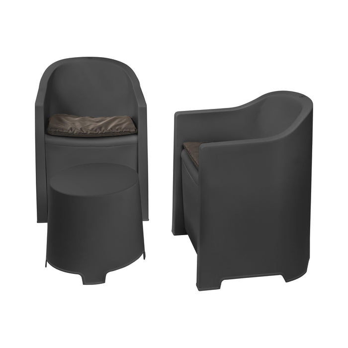Ensemble de jardin Niceey - Luna - 3 pièces - Anthracite / Noir