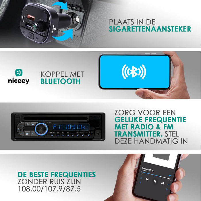 Transmetteur FM Niceey - Kit voiture Bluetooth - Noir