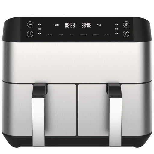 Niceey Dubbele Airfryer XXL - Twee Kookvakken - 8.0 Liter - 2460 Watt - Incl. Kookboek - Dual Functie - Zilver