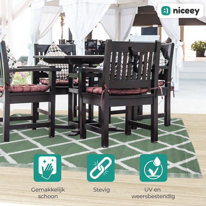 Tapis d'extérieur Niceey - Tapis de jardin - 120x180cm - Olive/Blanc