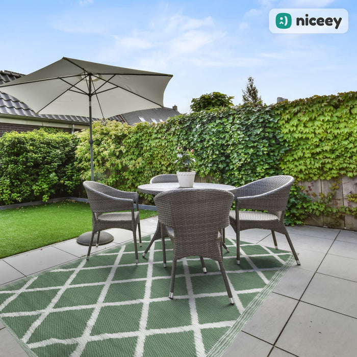 Tapis d'extérieur Niceey - Tapis de jardin - 120x180cm - Olive/Blanc