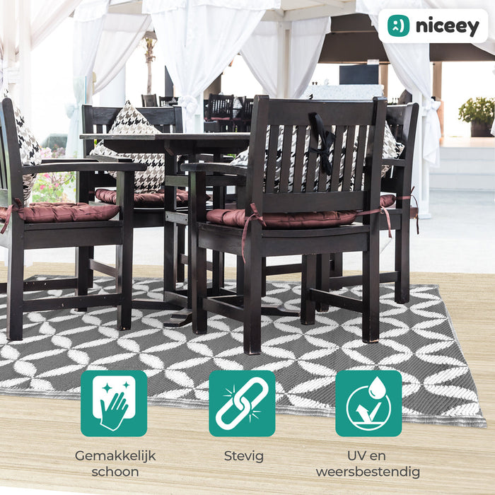 Tapis d'extérieur Niceey - Tapis de jardin - 120x180cm - Gris/Blanc