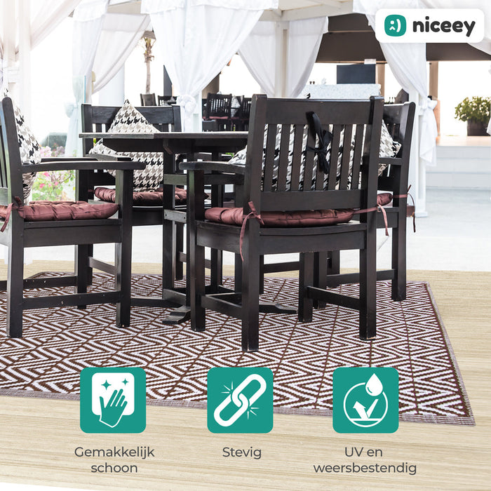 Tapis d'extérieur Niceey - Tapis de jardin - 120x180cm - Marron/Blanc