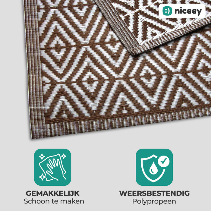 Tapis d'extérieur Niceey - Tapis de jardin - 120x180cm - Marron/Blanc