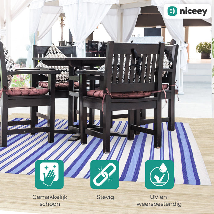 Tapis d'extérieur Niceey - Tapis de jardin - 160x230cm - Bleu/Blanc