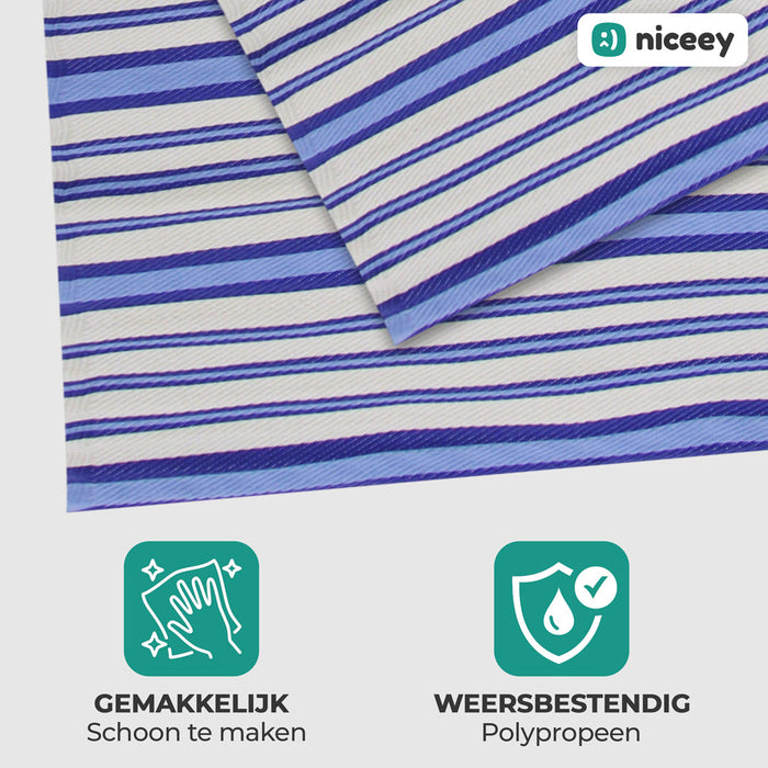 Tapis d'extérieur Niceey - Tapis de jardin - 160x230cm - Bleu/Blanc
