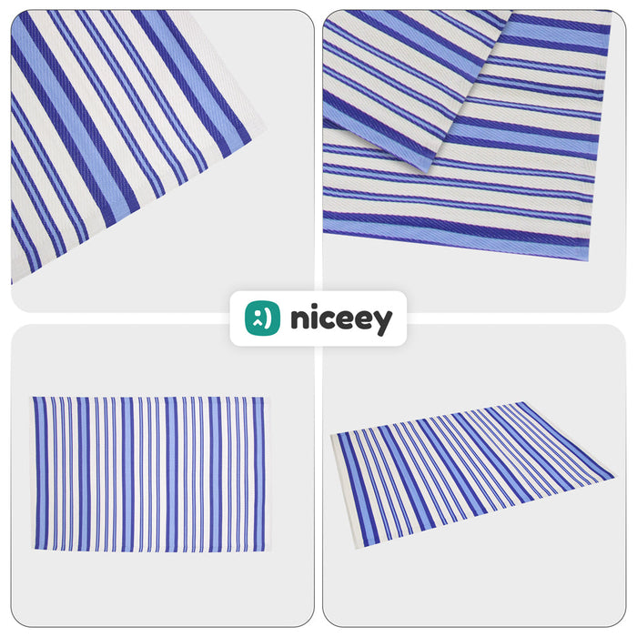 Tapis d'extérieur Niceey - Tapis de jardin - 160x230cm - Bleu/Blanc