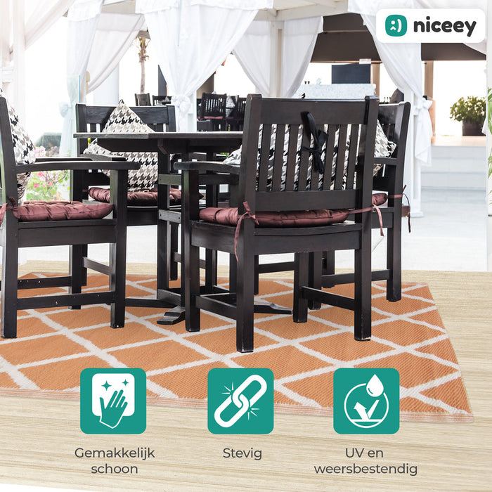 Tapis d'extérieur Niceey - Tapis de jardin - 120x180cm - Abricot/Blanc