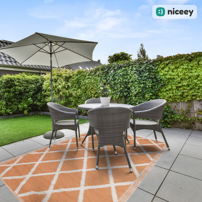 Tapis d'extérieur Niceey - Tapis de jardin - 120x180cm - Abricot/Blanc