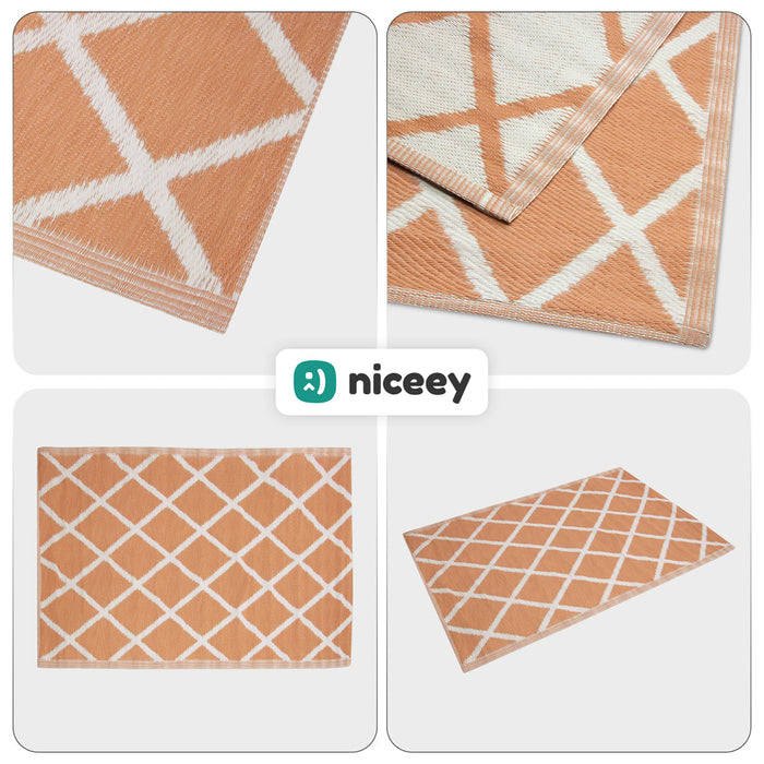 Tapis d'extérieur Niceey - Tapis de jardin - 120x180cm - Abricot/Blanc