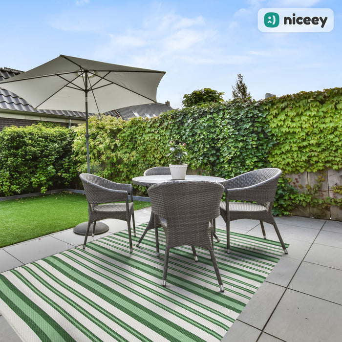 Tapis d'extérieur Niceey - Tapis de jardin - 160x230cm - Vert/Blanc