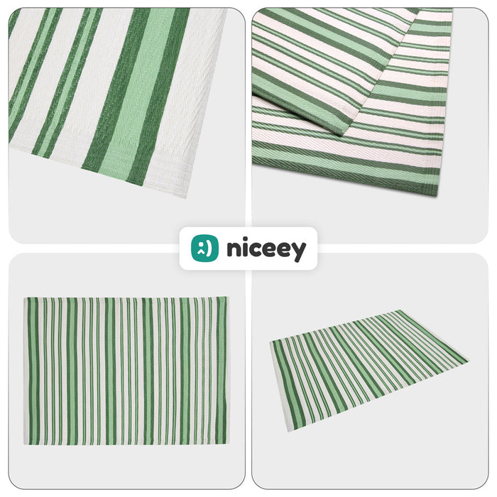 Tapis d'extérieur Niceey - Tapis de jardin - 160x230cm - Vert/Blanc