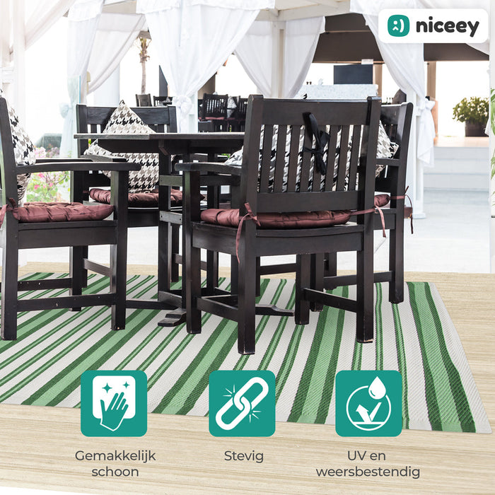 Tapis d'extérieur Niceey - Tapis de jardin - 120x180cm - Vert/Blanc