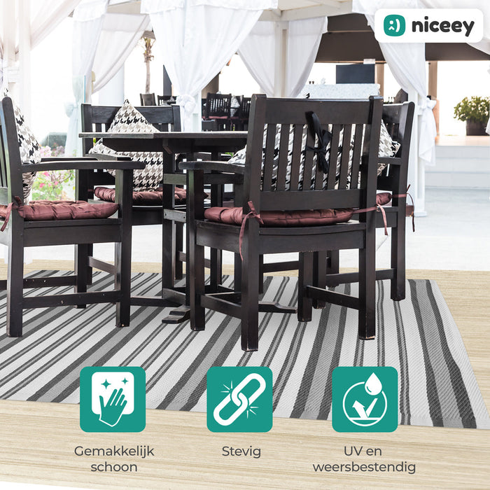 Tapis d'extérieur Niceey - Tapis de jardin - 160x230cm - Gris/Blanc