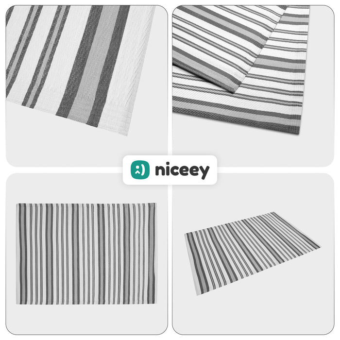 Tapis d'extérieur Niceey - Tapis de jardin - 160x230cm - Gris/Blanc