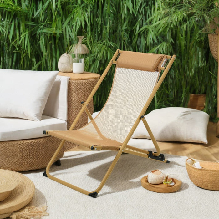 Chaise Longue avec Oreiller Niceey - Lot de 2 - Jaune