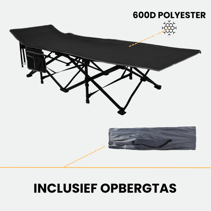 Lit de camp Niceey - Chaise longue - Pliable - Noir
