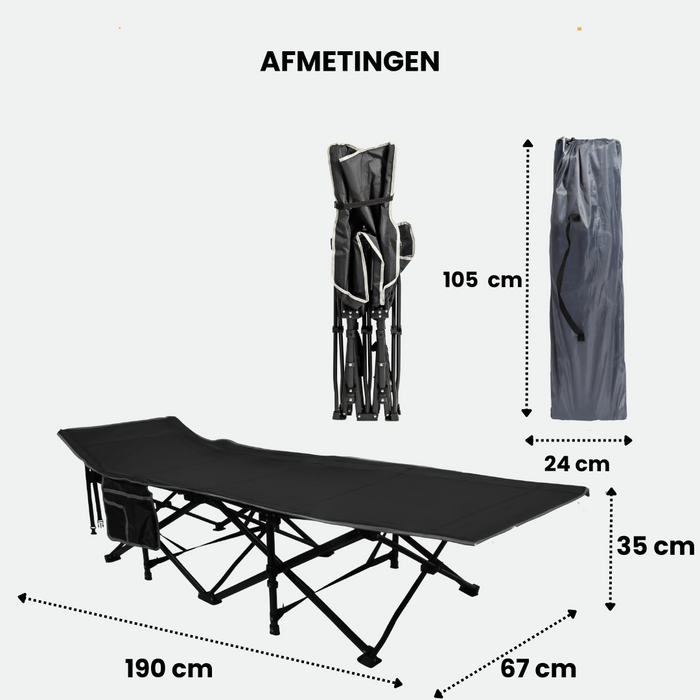 Lit de camp Niceey - Chaise longue - Pliable - Noir