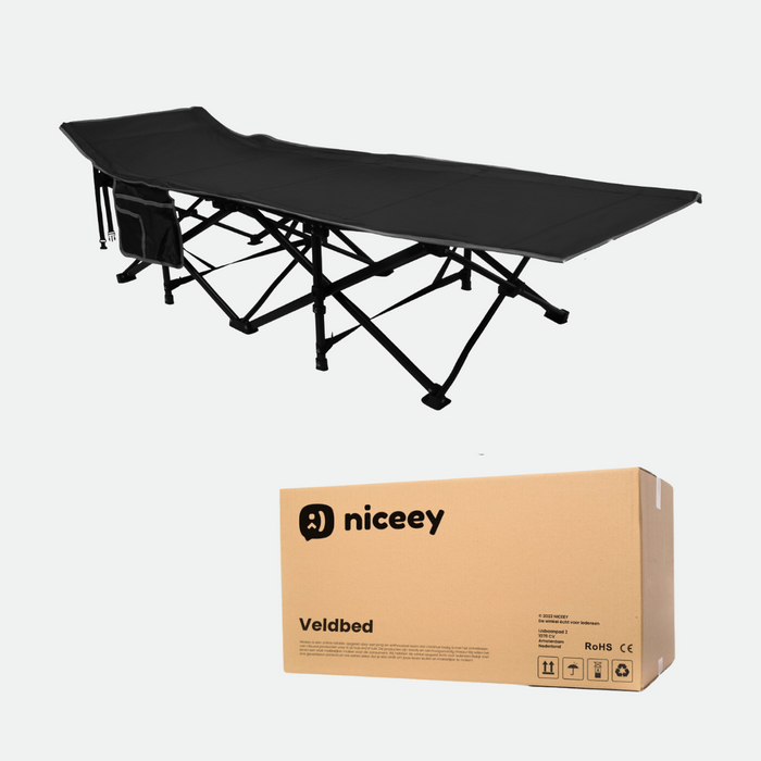 Lit de camp Niceey - Chaise longue - Pliable - Noir
