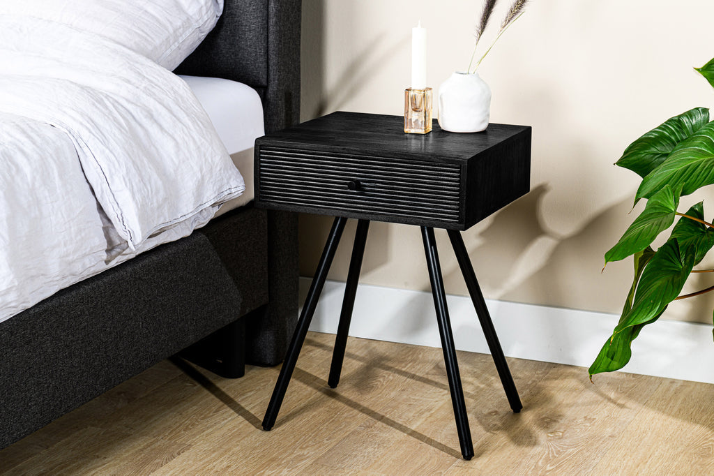 Niceey Table de chevet, 1 tiroir, A340 noir