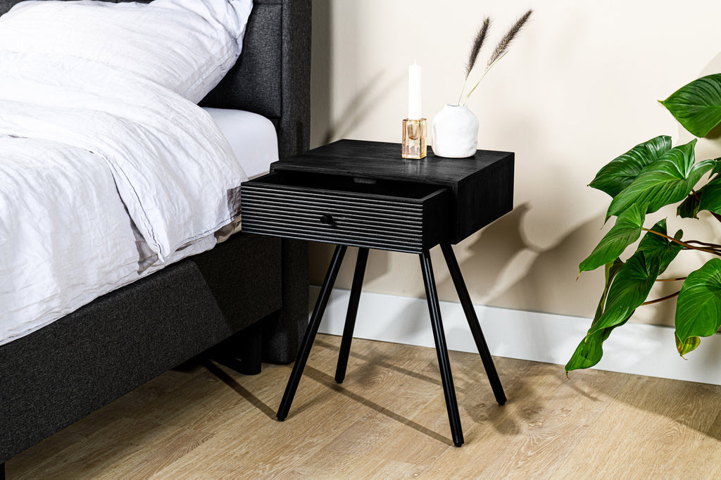 Niceey Table de chevet, 1 tiroir, A340 noir