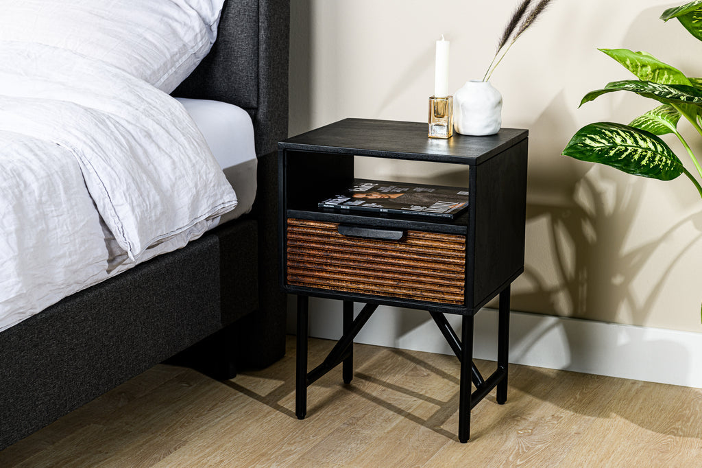 Niceey Table de chevet, 1 tiroir, A411 noir