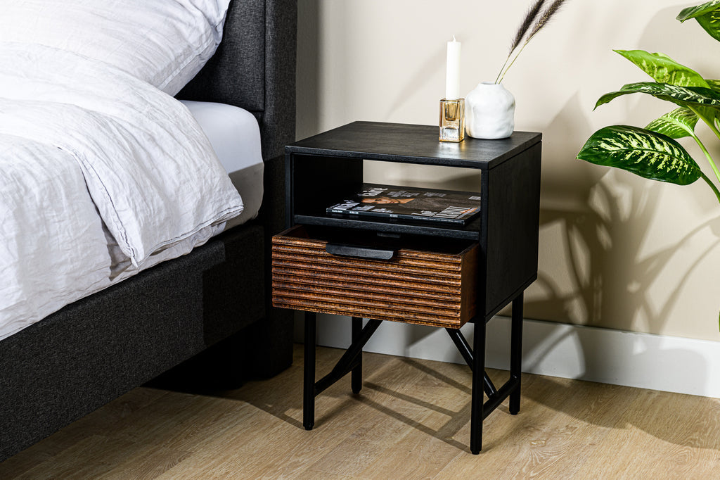 Niceey Table de chevet, 1 tiroir, A411 noir