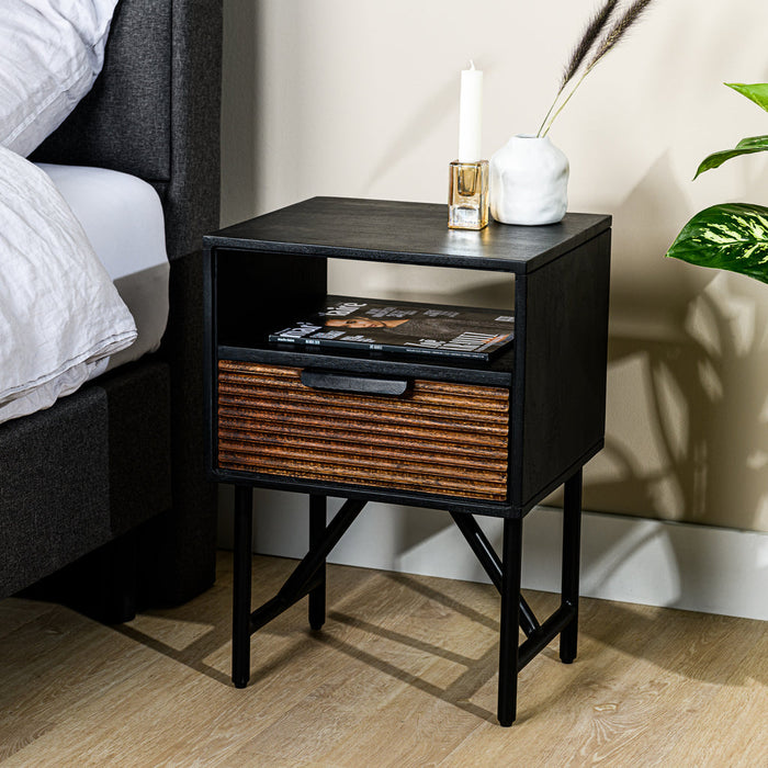 Niceey Table de chevet, 1 tiroir, A411 noir