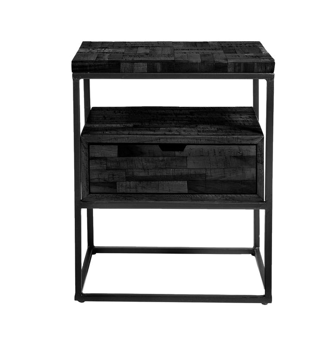 Niceey Table de chevet 1L, Bloc Gris, G340 noir