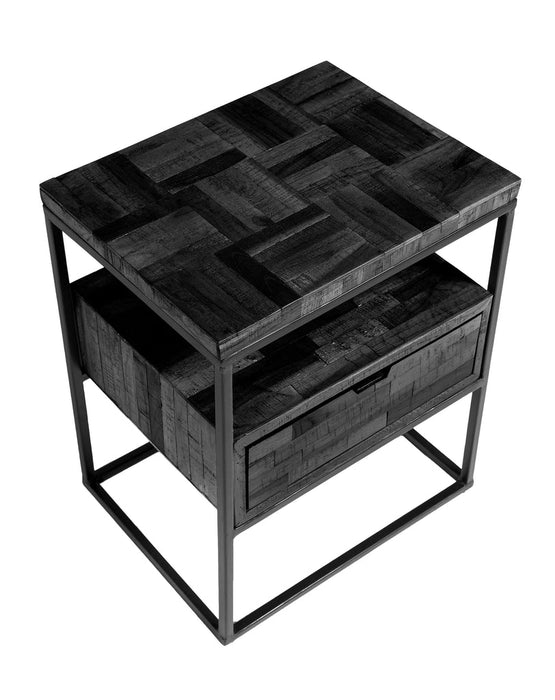 Niceey Table de chevet 1L, Bloc Gris, G340 noir