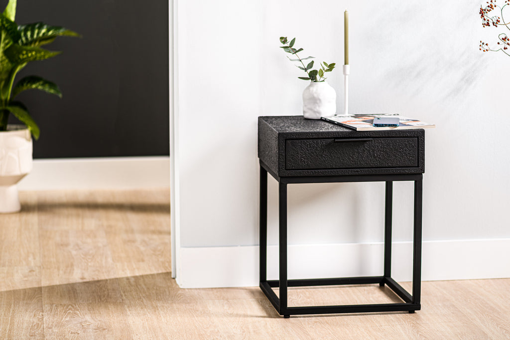 Niceey Table de chevet 1L, Lave, B340 noir