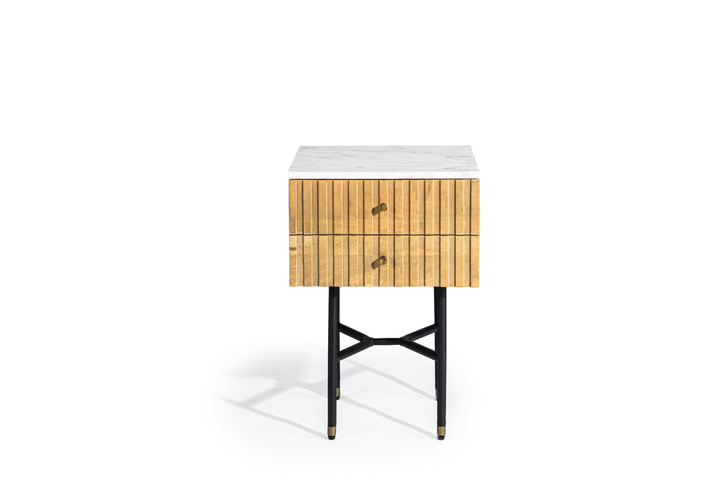 Niceey Table de chevet, 2 tiroirs, B180 naturel